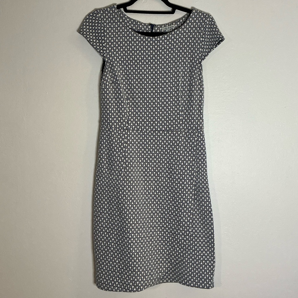 Chic navy blue and white cap sleeve dress